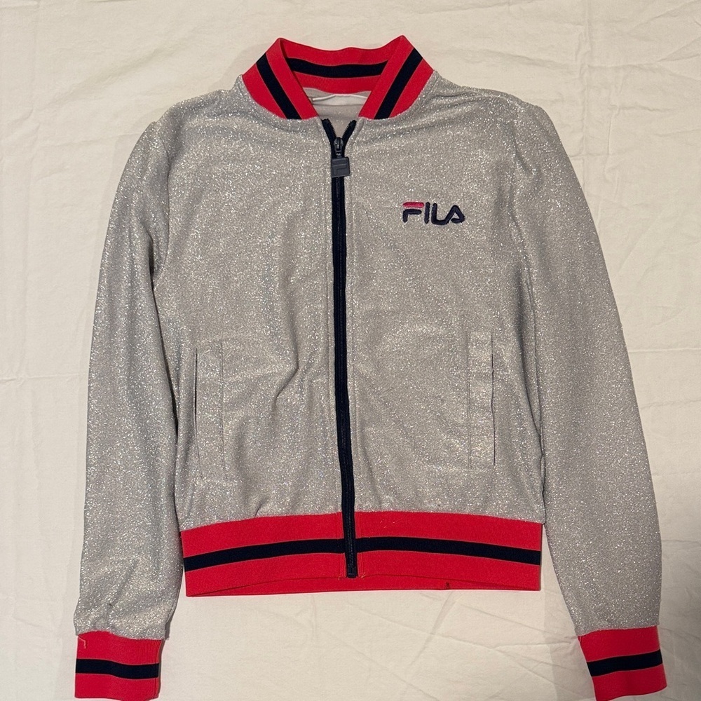Fila Silver Jacket with Red and Black Trim